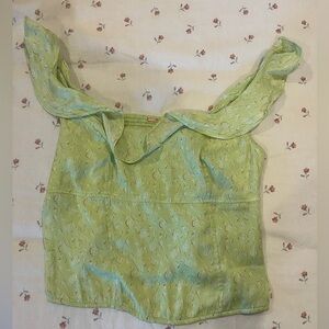 Green Floral Free People crop top